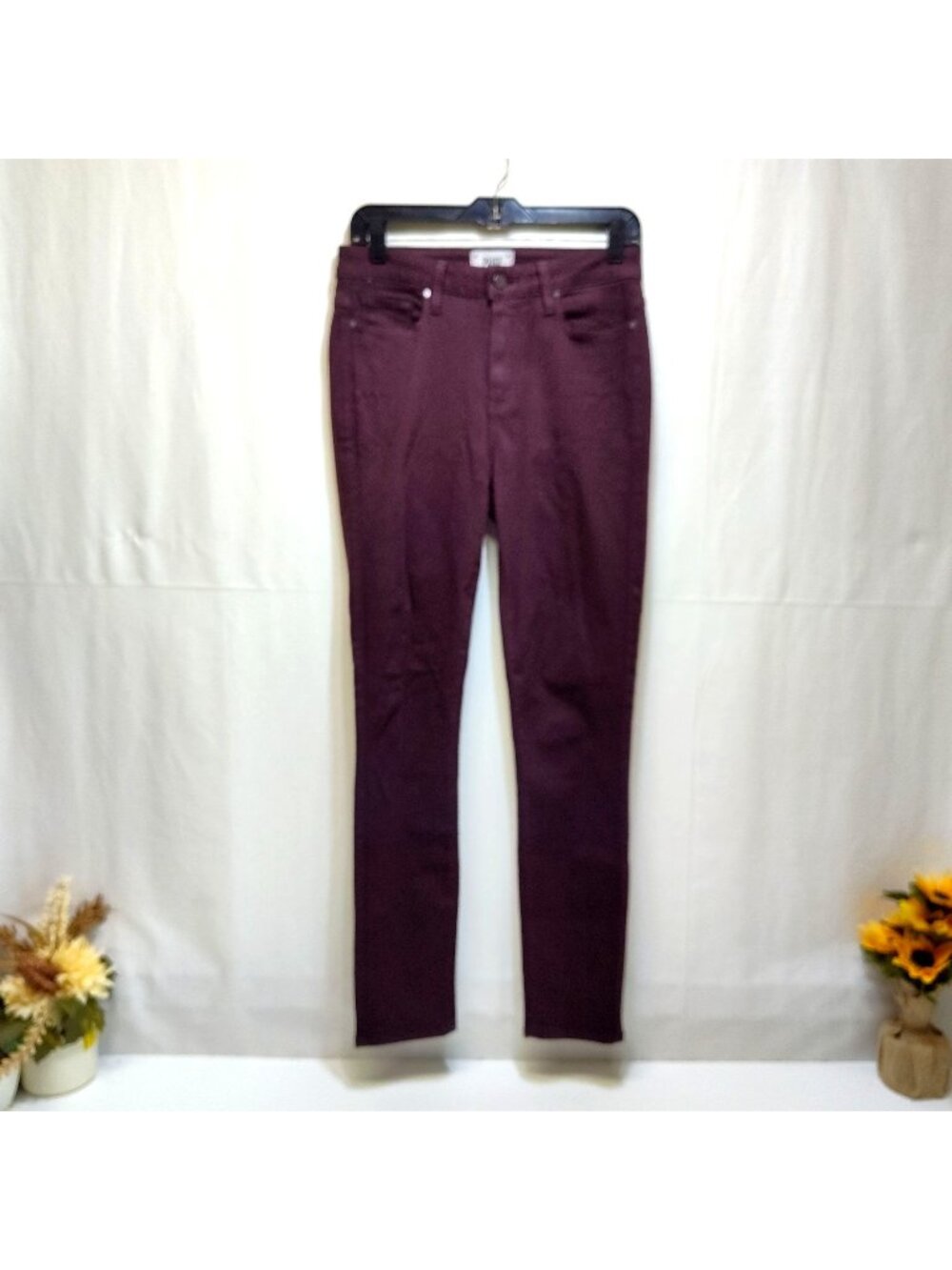 Paige Hoxton Ankle Jeans Ultra-Skinny Stretch Transcend Denim Deep Ruby Size 28